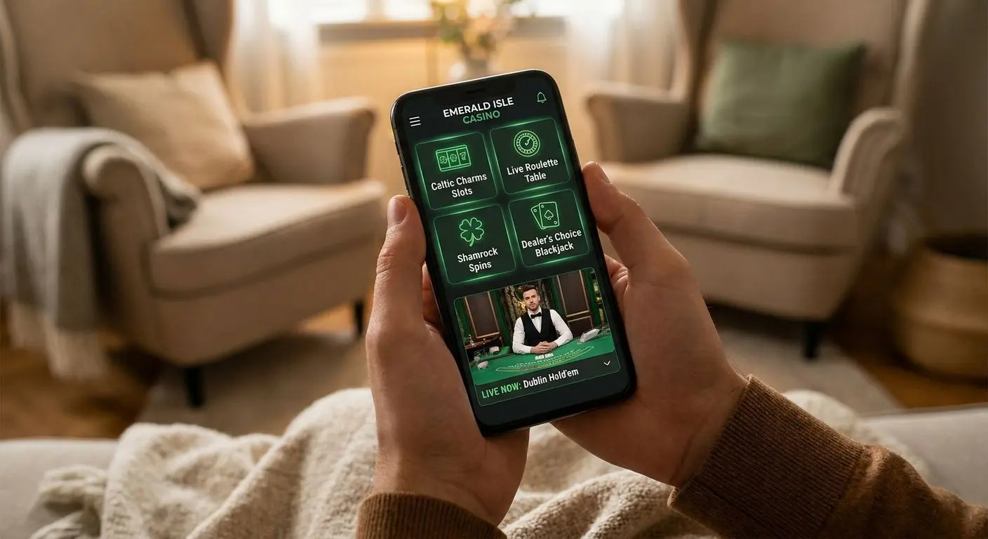 PlayOJO mobile experience Mobile gaming interface on smartphone for Irish users
